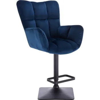 Barová židle LuxuryForm DESIGN Barové křeslo AURORA VELUR na černé hranaté podstavě - modré