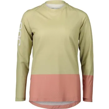 cyklistický dres Dámské cyklo dres POC W's MTB Pure LS Jersey - Prehnite Green/Rock Salt Velikost: L
