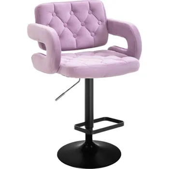 Barová židle LuxuryForm DESIGN Barová židle ADRIA VELUR na černém talíři - levandule