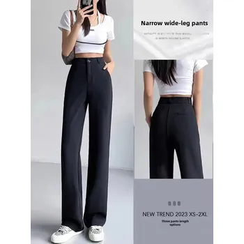 Dámské kalhoty Best Fashion Dámské široké kalhoty s vysokým pasem a rovným střihem Černá XS