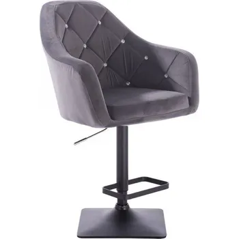 Barová židle LuxuryForm DESIGN Barová židle ROMA VELUR na černé hranaté podstavě - tmavě šedá