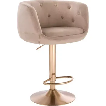 Barová židle LuxuryForm DESIGN Barová židle MONTANA VELUR na zlatém talíři - latte