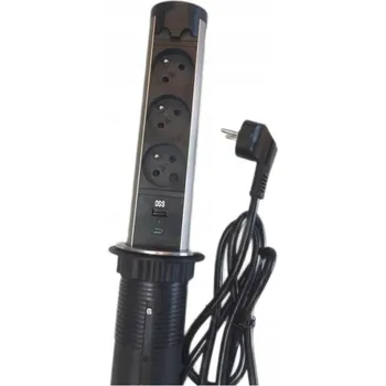 Elektrická zásuvka Zásuvková lišta IN vestavná zásuvka, 4 zásuvky, 2 m, stříbrný