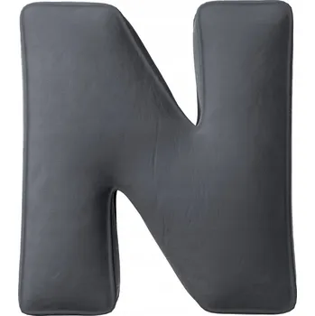 Polštář Polštář velurový písmeno N, 40 cm VELKÝ šedý