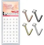 N0000-35 Sada 40ti piercingů do nosu, 3mm kámen, tl. 0,8 mm