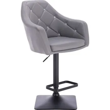 Barová židle LuxuryForm DESIGN Barová židle ROMA na černé hranaté podstavě - šedá