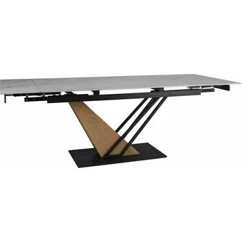Jídelní stůl Rozkládací jídelní stůl Genesis 160/220 cm bílý mramor/dub přírodní