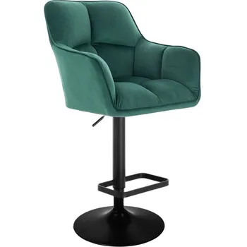 Barová židle LuxuryForm DESIGN Barová židle AMALFI VELUR na černém talíři - zelená