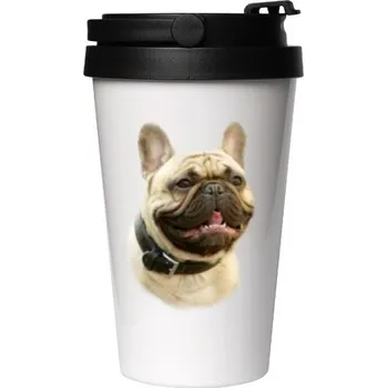 Cestovní nerezový hrnek s potiskem Francouzský buldoček