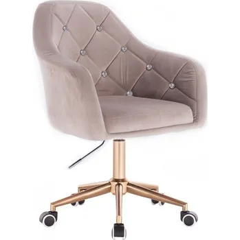 LuxuryForm DESIGN Křeslo ROMA VELUR na zlaté podstavě s kolečky - světle šedé