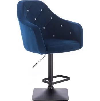 Barová židle LuxuryForm DESIGN Barová židle ROMA VELUR na černé hranaté podstavě - modrá