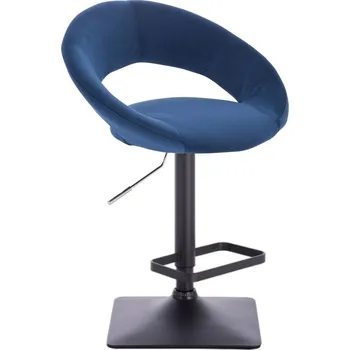 Barová židle LuxuryForm DESIGN Barová židle NAPOLI VELUR na černé hranaté podstavě - modrá