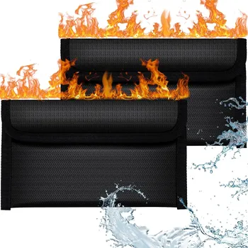 2x ohnivzdorná a voděodolná taška na dokumenty, soubory, peníze pouzdro sada