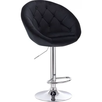 Barová židle LuxuryForm DESIGN Barová židle VERA VELUR na stříbrném talíři - černá