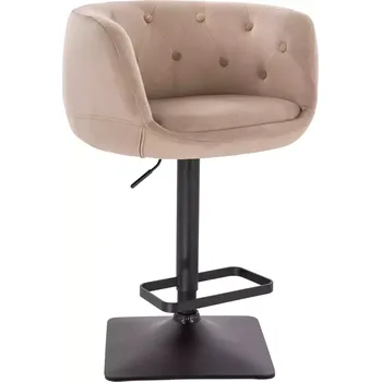 Barová židle LuxuryForm DESIGN Barová židle MONTANA VELUR na černé hranaté podstavě - latte