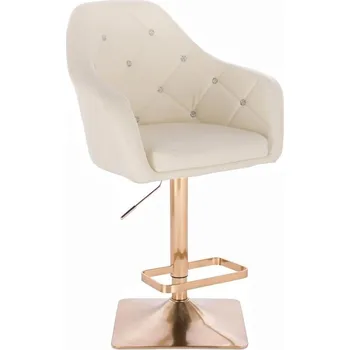 Barová židle LuxuryForm DESIGN Barová židle ROMA na zlaté hranaté podstavě - krémová