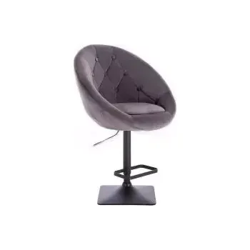 Barová židle LuxuryForm DESIGN Barová židle VERA VELUR na černé hranaté podstavě - tmavě šedá