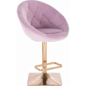 Barová židle LuxuryForm DESIGN Barová židle VERA VELUR na zlaté hranaté podstavě - levandule