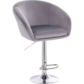 Barová židle LuxuryForm DESIGN Barová židle VENICE VELUR na stříbrném talíři - světle šedá