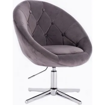 LuxuryForm DESIGN Křeslo VERA VELUR na stříbrném kříži - tmavě šedé