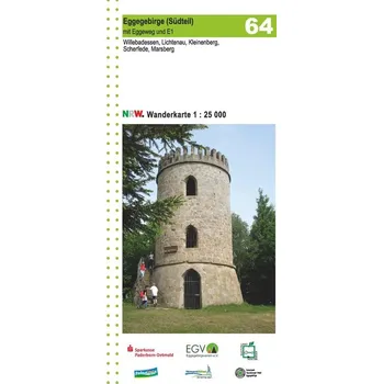 Eggegebirge (Südteil) mit Eggeweg und E1 Blatt 64, topographische Wanderkarte NRW - Geobasisdaten: Land NRW