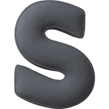 Polštář Polštář velurový písmeno S, 40 cm VELKÝ šedý
