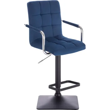 Barová židle LuxuryForm DESIGN Barová židle VERONA VELUR na černé hranaté podstavě - modrá