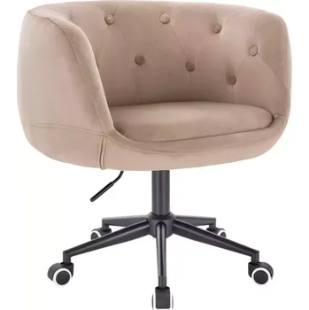 LuxuryForm DESIGN Křeslo MONTANA VELUR na černé podstavě s kolečky - latte