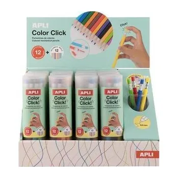 Mechanická pastelka "Color Click", displej/12 ks, 12 různých barev, sada, APLI 20079