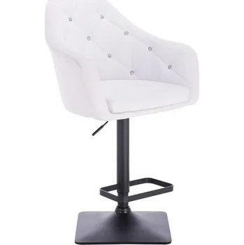 Barová židle LuxuryForm DESIGN Barová židle ROMA na černé hranaté podstavě - bílá