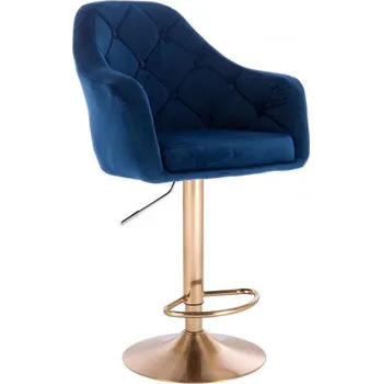 Barová židle LuxuryForm DESIGN Barová židle ANDORA VELUR na zlatém talíři - modrá
