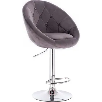 Barová židle LuxuryForm DESIGN Barová židle VERA VELUR na stříbrném talíři - tmavě šedá