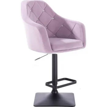 Barová židle LuxuryForm DESIGN Barová židle ROMA VELUR na černé hranaté podstavě - levandule