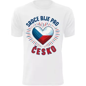Pánské tričko Pánské tričko Srdce bije pro Česko bílé XXL