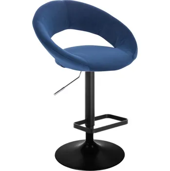 Barová židle LuxuryForm DESIGN Barová židle NAPOLI VELUR na černém talíři - modrá