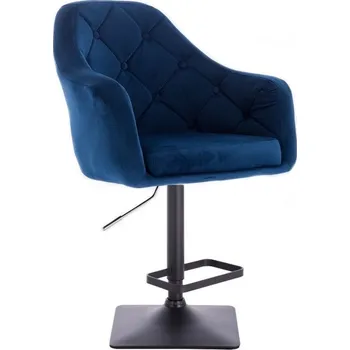 Barová židle LuxuryForm DESIGN Barová židle ANDORA VELUR na černé hranaté podstavě - modrá