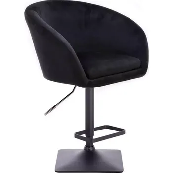 Barová židle LuxuryForm DESIGN Barová židle VENICE VELUR na černé hranaté podstavě - černá
