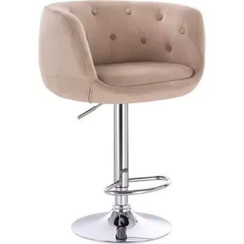 Barová židle LuxuryForm DESIGN Barová židle MONTANA VELUR na stříbrném talíři - latte