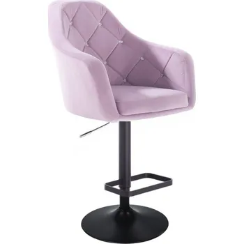 Barová židle LuxuryForm DESIGN Barová židle ROMA VELUR na černém talíři - levandule