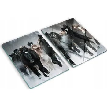 Obraz Skleněné kuchyňské desky na krájení s grafikou - Koně v trysku 2x40x52 cm