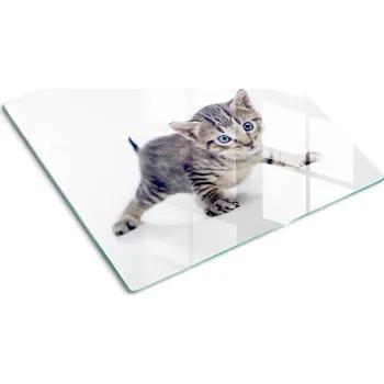 Obraz Dekorativní kuchyňská deska z Tvrzené Sklo na krájení Malá kočka 60x52 cm