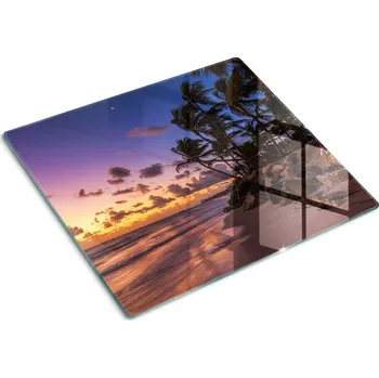 Obraz Kuchyňská Deska Tvrzené Sklo Servírovací S Grafikou Pláž Slunce 60x52 cm