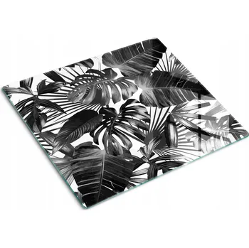 Obraz Skleněná kuchyňská deska na krájení s grafikou Tropické listy 60x52 cm