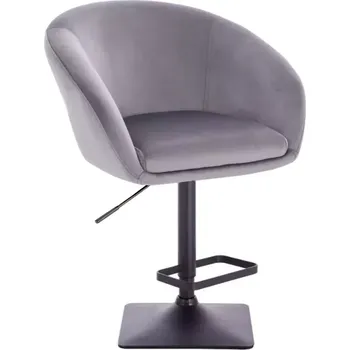 Barová židle LuxuryForm DESIGN Barová židle VENICE VELUR na černé hranaté podstavě - světle šedá