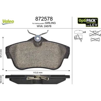 Brzdová destička Sada brzdových destiček, kotoučová brzda VALEO 872578