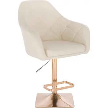 Barová židle LuxuryForm DESIGN Barová židle ANDORA na zlaté hranaté podstavě - krémová