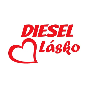 Polep vozidla SAMOLEPKA Diesel Lásko (10 - červená) NA AUTO, NÁLEPKA, FÓLIE, POLEP, TUNING, VLASTNÍ TEXT, TISK, AUTOSAMOLEPKY.cz, POLEPY, OBRÁZEK, LOGO, SAMOLEPKY