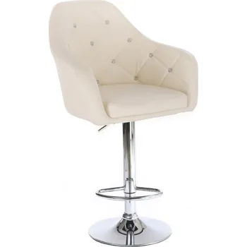 Barová židle LuxuryForm DESIGN Barová židle ROMA na stříbrném talíři - krémová