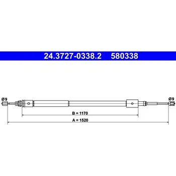 Lanko parkovací brzdy Tažné lanko, parkovací brzda ATE 24.3727-0338.2