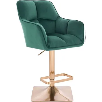 Barová židle LuxuryForm DESIGN Barová židle AMALFI VELUR na zlaté hranaté podstavě - zelená